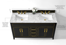Load image into Gallery viewer, ASPEN Double Sink Marble Top Bath Vanity