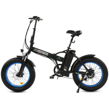 Load image into Gallery viewer, 36V UL Certified Matt Black and Blue 20&quot; Fat Tire Portable and Folding Electric Bike