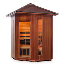 Load image into Gallery viewer, Rustic 4 Person Corner Outdoor Infrared Sauna