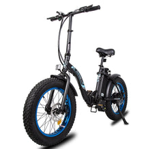 Load image into Gallery viewer, The DOLPHIN Black and Blue Portable and Folding Fat Tire Ebike