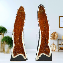 Load image into Gallery viewer, Luxury Pair of Citrine Crystal Gem Geodes (6 Ft. Tall)