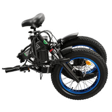 Load image into Gallery viewer, 48V Matt Black and Blue 20&quot; Fat Tire Portable and Folding Electric Bike