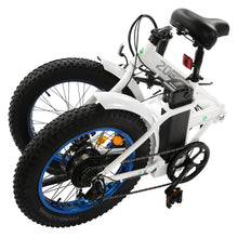 Load image into Gallery viewer, 36V UL CERTIFIED 20&quot; White-Blue Fat Tire Portable Folding Electric Bike