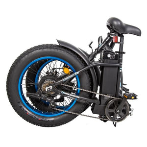 The DOLPHIN Black and Blue Portable and Folding Fat Tire Ebike