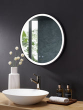 Load image into Gallery viewer, CIRQUE Round LED Black Framed Mirror with Defogger and Dimmer