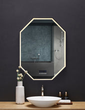 Load image into Gallery viewer, OTTO LED Octagon Black Framed Mirror with Bluetooth and Digital Display