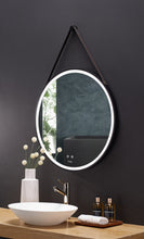 Load image into Gallery viewer, Modern SANGLE Round LED Vanity Mirror with Defogger &amp; Vegan Leather Strap