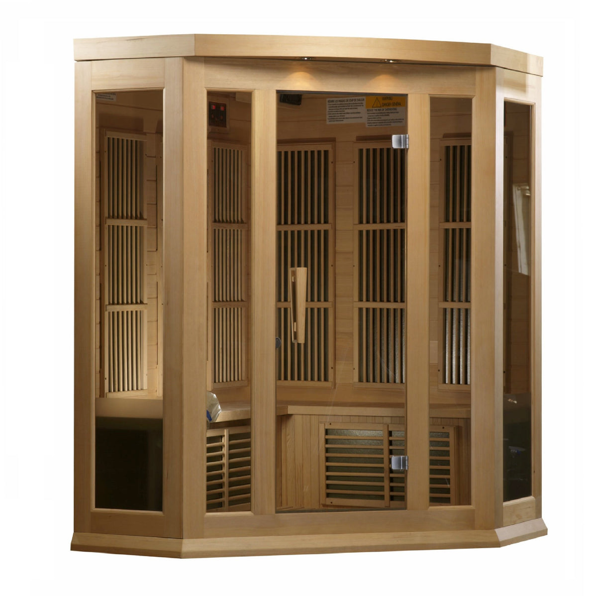 Corner 3-Person Canadian Hemlock Wood Low EMF FAR Infrared Sauna