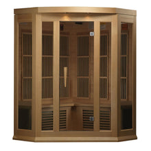 Load image into Gallery viewer, Corner 3-Person Canadian Hemlock Wood Low EMF FAR Infrared Sauna