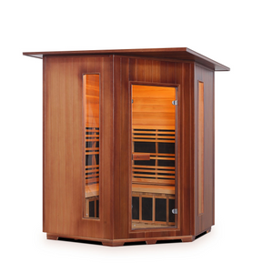 Rustic 4 Person Corner Indoor Infrared Sauna