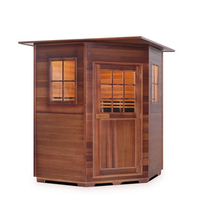 Sapphire 4 Person Corner Indoor Hybrid Infrared + Traditional Sauna