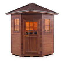 Load image into Gallery viewer, Sapphire 4 Person Corner Hybrid Infrared + Traditional Outdoor Sauna