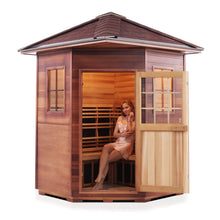 Load image into Gallery viewer, Sapphire 4 Person Corner Hybrid Infrared + Traditional Outdoor Sauna