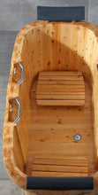 Load image into Gallery viewer, 2 Person Free Standing Cedar Wooden Spa Bathtub with Fixtures &amp; Headrests