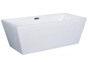 67 Inch White Rectangular Acrylic Free Standing Soaking Bathtub
