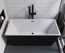Load image into Gallery viewer, Modern Black &amp; White Rectangular Acrylic Freestanding Spa Soaking Bathtub