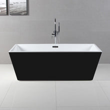 Load image into Gallery viewer, Modern Black &amp; White Rectangular Acrylic Freestanding Spa Soaking Bathtub