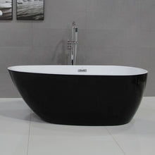 Load image into Gallery viewer, Modern Black Acrylic Oval Freestanding Spa Soaking Bathtub