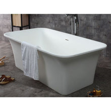 Load image into Gallery viewer, Modern Matte White Rectangular Freestanding Spa Soaking Bathtub