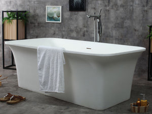 Modern Matte White Rectangular Freestanding Spa Soaking Bathtub