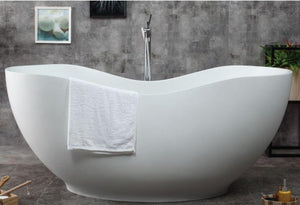 Modern White Oval Freestanding Spa Soaking Bathtub