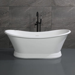 Modern White Matte Oval Pedestal Bathtub