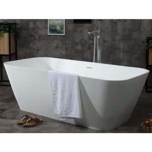 Modern White Rectangular Freestanding Spa Soaking Bathtub
