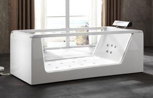 Modern Clear Rectangular Acrylic Freestanding Whirlpool Bathtub