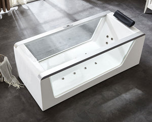 Modern Clear Rectangular Acrylic Freestanding Whirlpool Bathtub