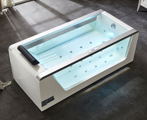 Modern Clear Rectangular Acrylic Freestanding Whirlpool Bathtub
