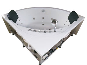 5' Round Modern Double Seat Corner Whirlpool Bath Tub with Fixtures