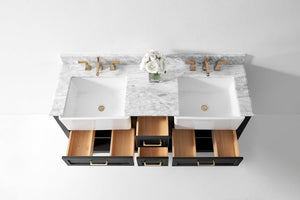New HALEY Modern Marble Farmhouse Double Sink Bathroom Vanity