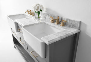 New HALEY Modern Marble Farmhouse Double Sink Bathroom Vanity