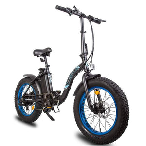 The DOLPHIN Black and Blue Portable and Folding Fat Tire Ebike