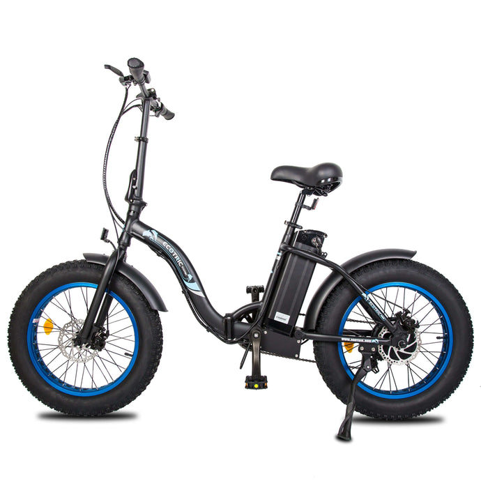 The DOLPHIN Black and Blue Portable and Folding Fat Tire Ebike